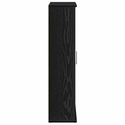 vidaXL Bathroom Cabinet with Roll Holder Black 39x22x90 cm 6