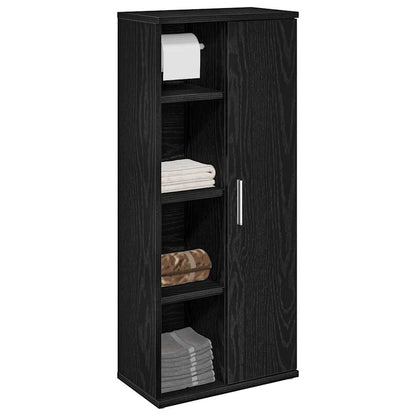 vidaXL Bathroom Cabinet with Roll Holder Black 39x22x90 cm 1