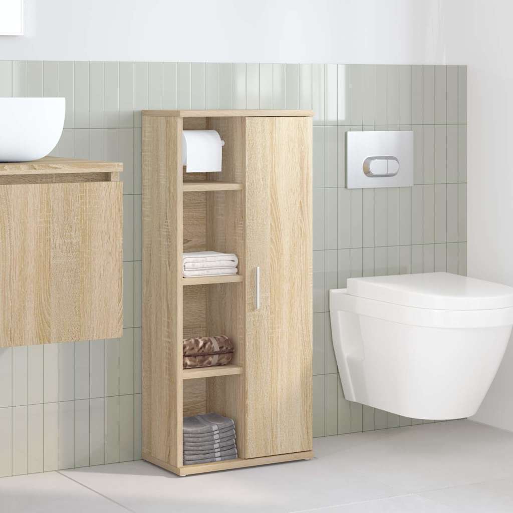 vidaXL Bathroom Cabinet with Roll Holder Sonoma Oak 39x22x90 cm 3