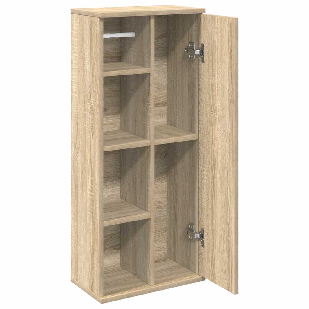 vidaXL Bathroom Cabinet with Roll Holder Sonoma Oak 39x22x90 cm 5