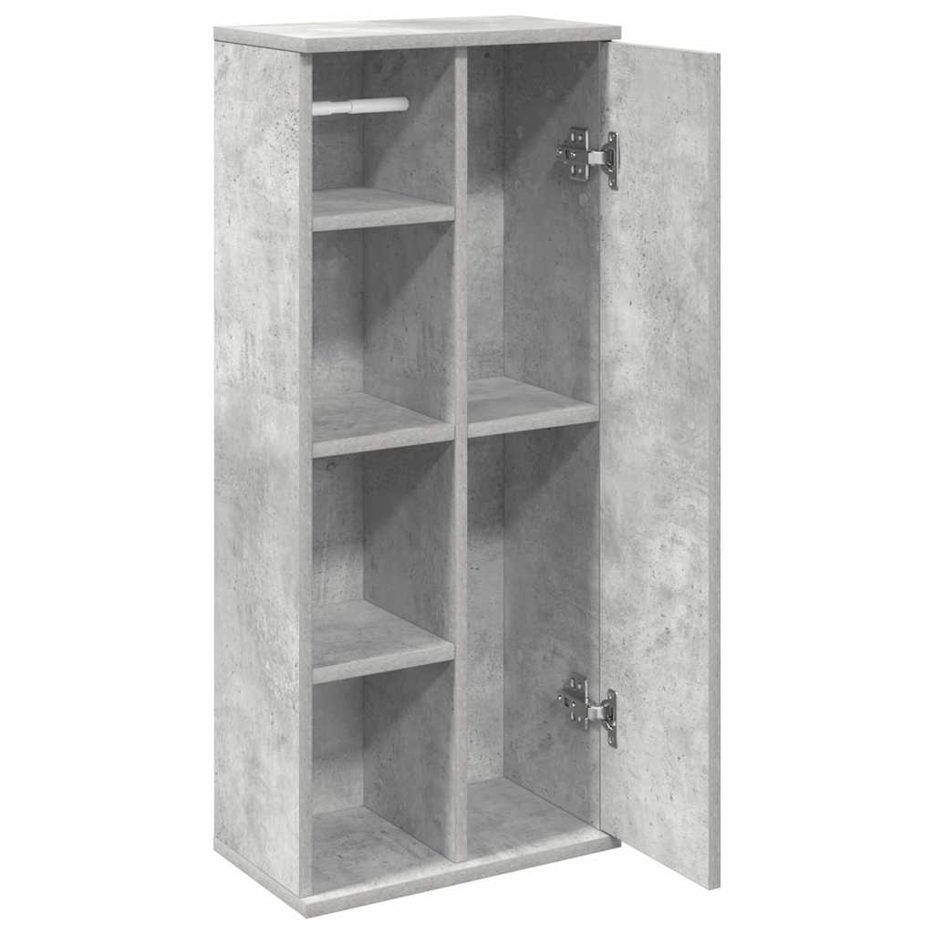vidaXL Bathroom Cabinet with Roll Holder Concrete Grey 39x22x90 cm 5