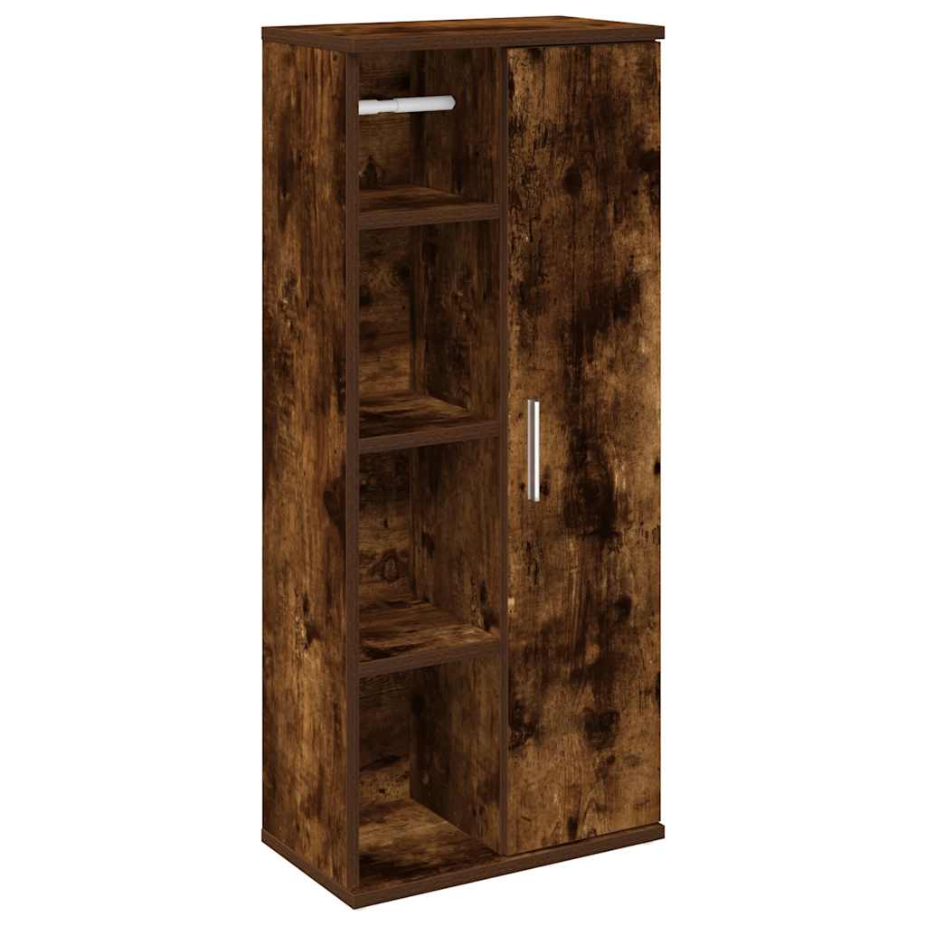 vidaXL Bathroom Cabinet with Roll Holder Smoked Oak 39x22x90 cm 2