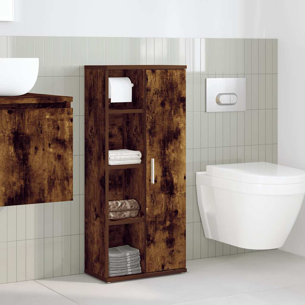 vidaXL Bathroom Cabinet with Roll Holder Smoked Oak 39x22x90 cm 3