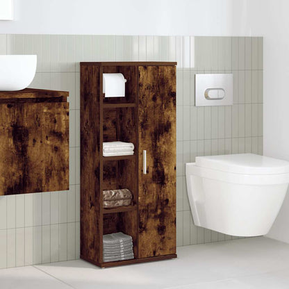 vidaXL Bathroom Cabinet with Roll Holder Smoked Oak 39x22x90 cm 3