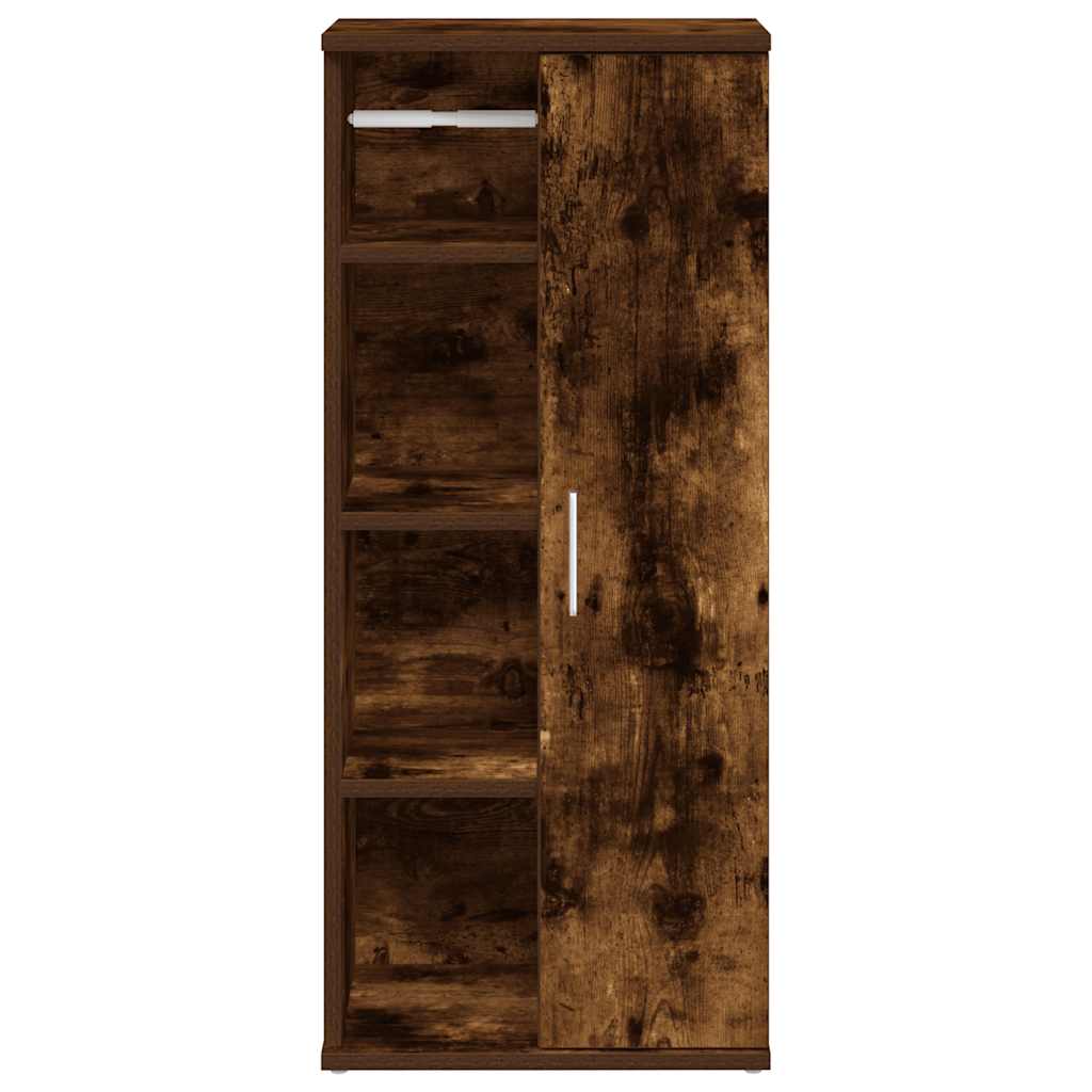 vidaXL Bathroom Cabinet with Roll Holder Smoked Oak 39x22x90 cm 4