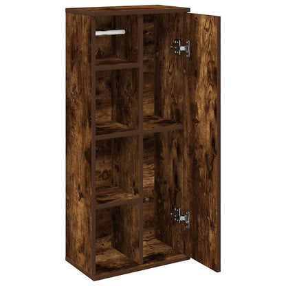 vidaXL Bathroom Cabinet with Roll Holder Smoked Oak 39x22x90 cm 5