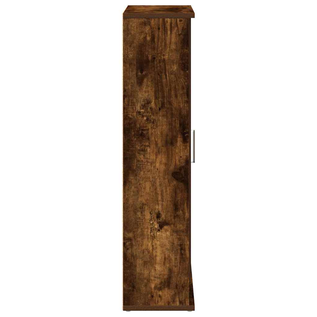 vidaXL Bathroom Cabinet with Roll Holder Smoked Oak 39x22x90 cm 6