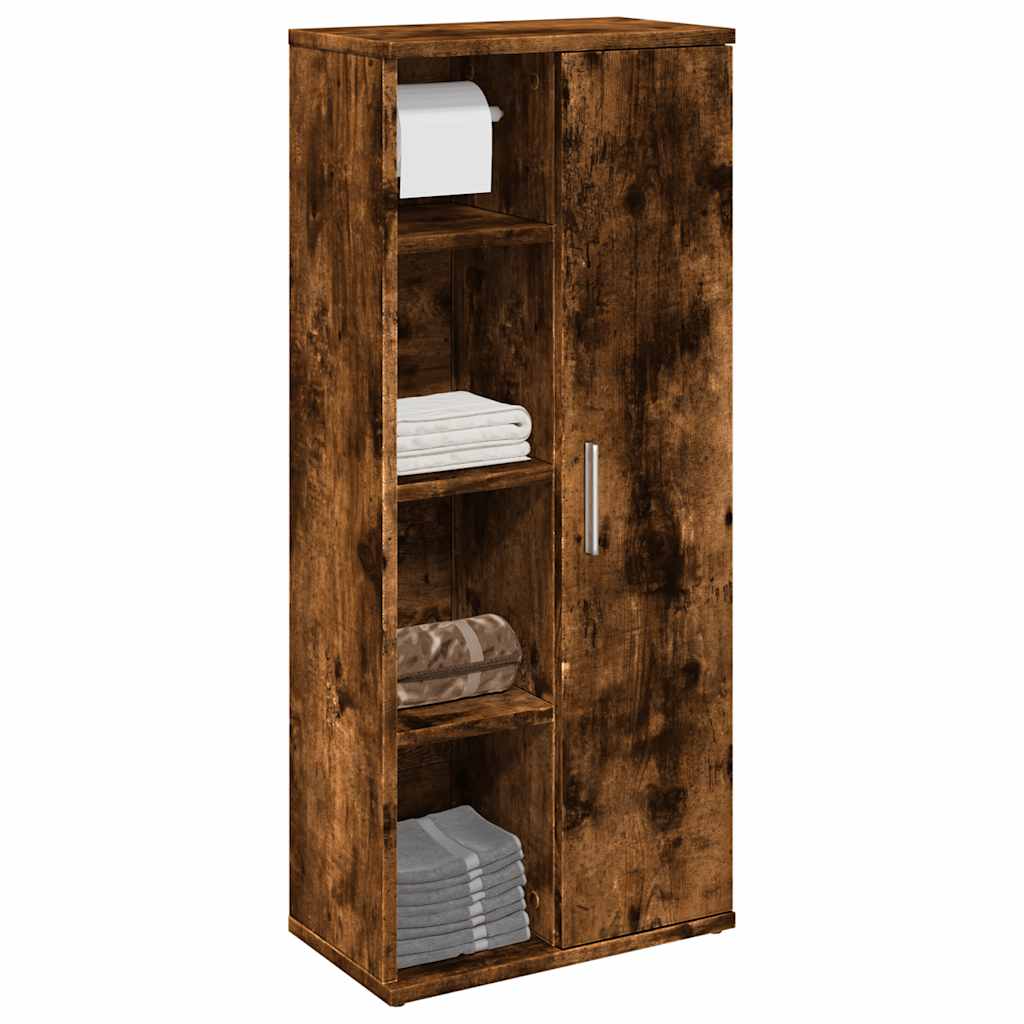 vidaXL Bathroom Cabinet with Roll Holder Smoked Oak 39x22x90 cm 1