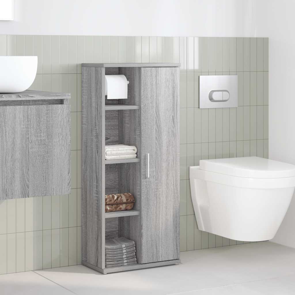 vidaXL Bathroom Cabinet with Roll Holder Grey Sonoma 39x22x90 cm 3