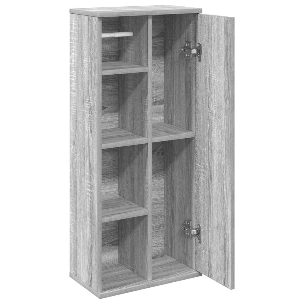 vidaXL Bathroom Cabinet with Roll Holder Grey Sonoma 39x22x90 cm 5