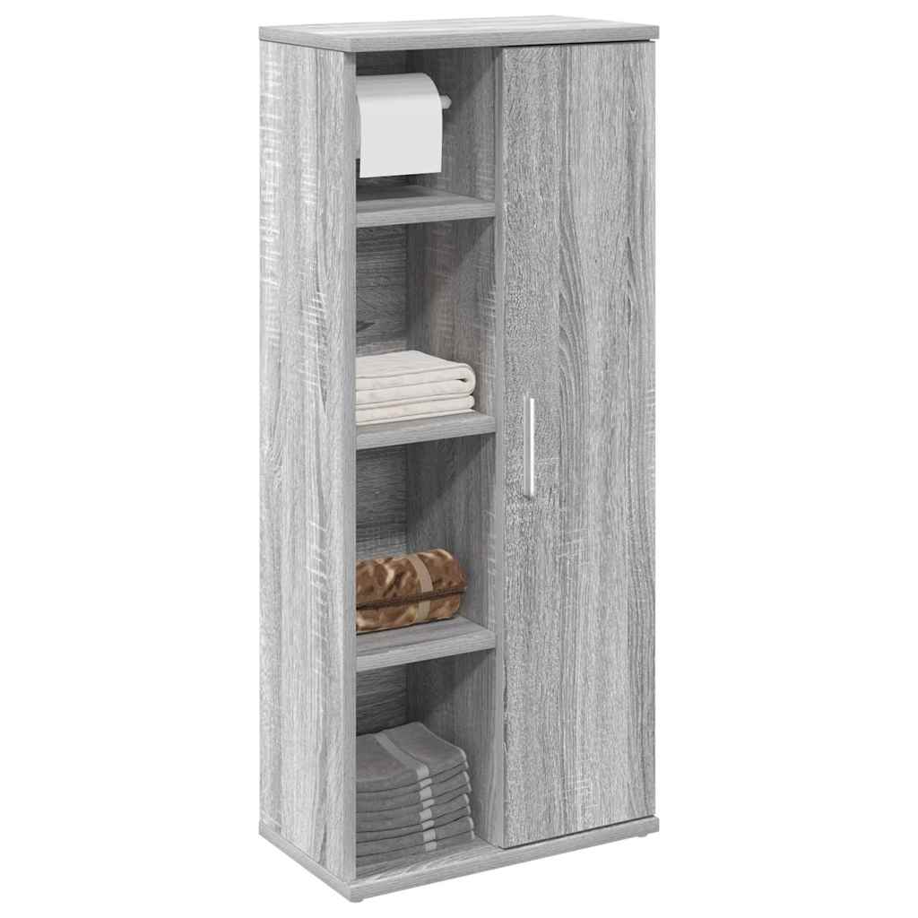 vidaXL Bathroom Cabinet with Roll Holder Grey Sonoma 39x22x90 cm 1