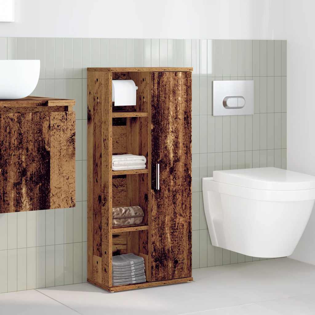 vidaXL Bathroom Cabinet with Roll Holder Old Wood 39x22x90 cm 3