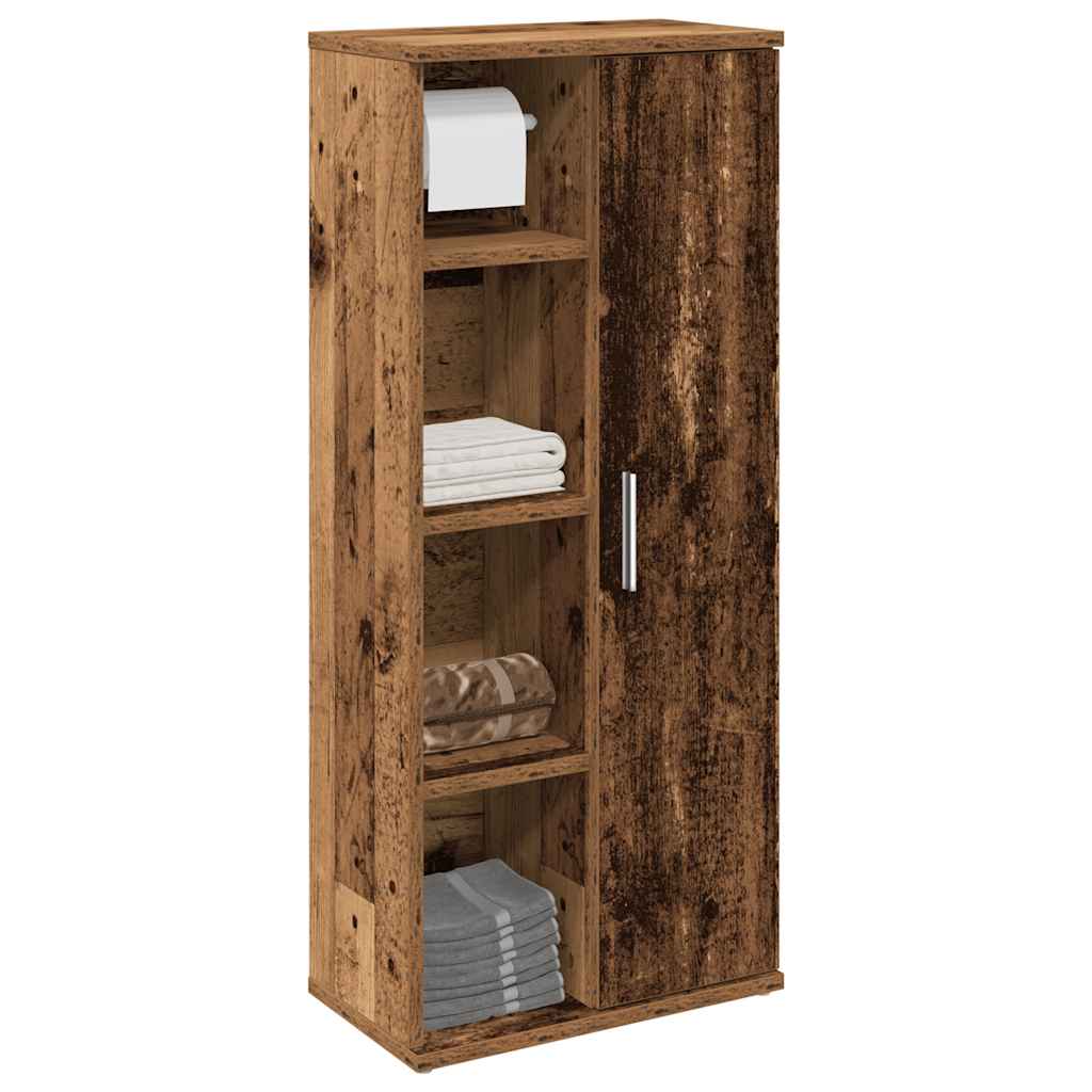 vidaXL Bathroom Cabinet with Roll Holder Old Wood 39x22x90 cm 1