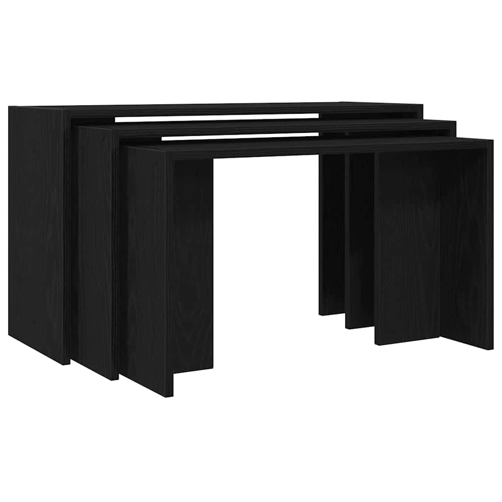 vidaXL Nesting Tables 3 pcs Black Engineered Wood 2