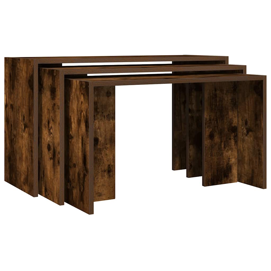 vidaXL Nesting Tables 3 pcs Smoked Oak Engineered Wood 2