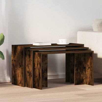 vidaXL Nesting Tables 3 pcs Smoked Oak Engineered Wood 3