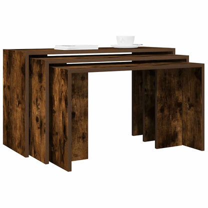 vidaXL Nesting Tables 3 pcs Smoked Oak Engineered Wood 1