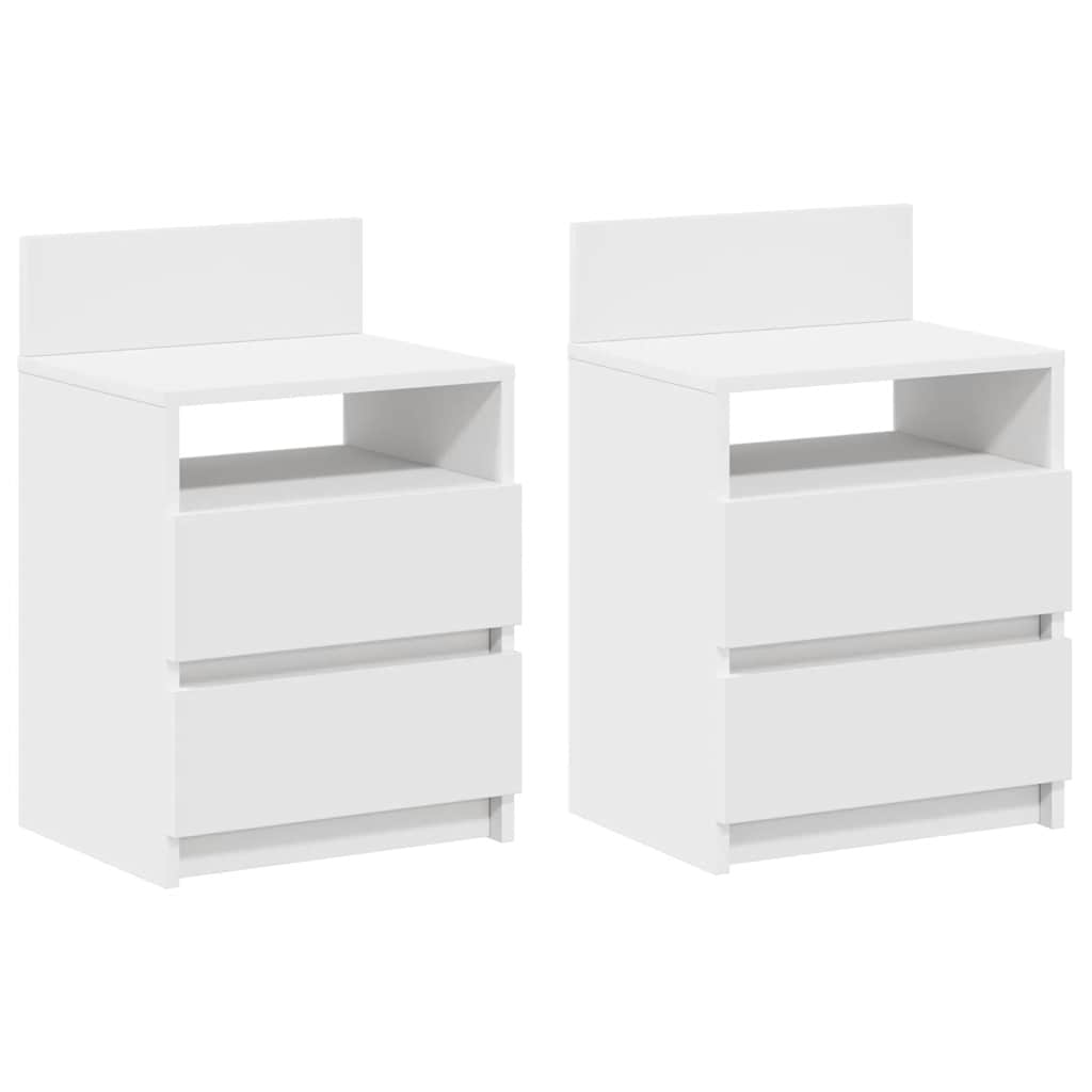 vidaXL Bedside Cabinets 2 pcs with 2 Drawers White 40x33x60 cm 2