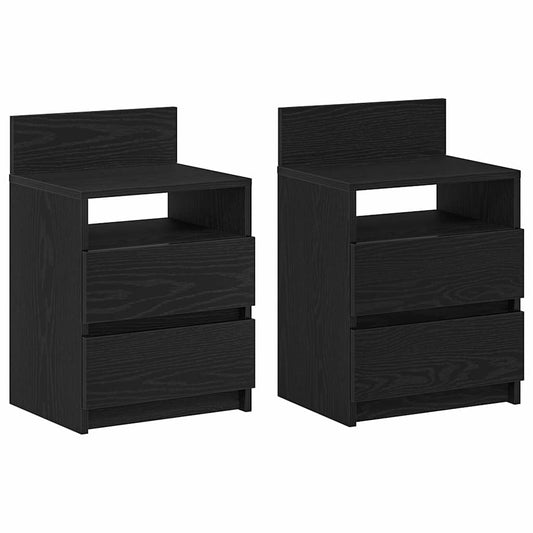 vidaXL Bedside Cabinets 2 pcs with 2 Drawers Black 40x33x60 cm 2