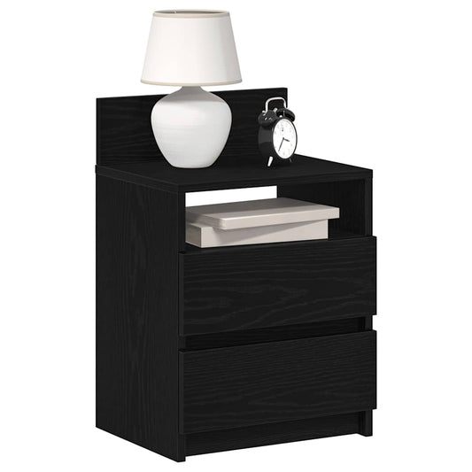 vidaXL Bedside Cabinets 2 pcs with 2 Drawers Black 40x33x60 cm 1
