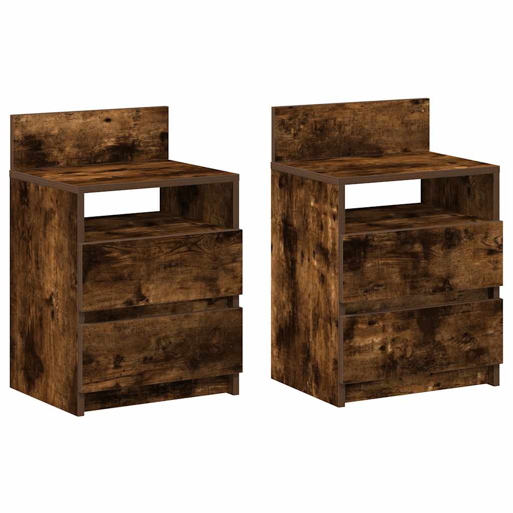 vidaXL Bedside Cabinets 2 pcs with 2 Drawers Smoked Oak 40x33x60 cm 2