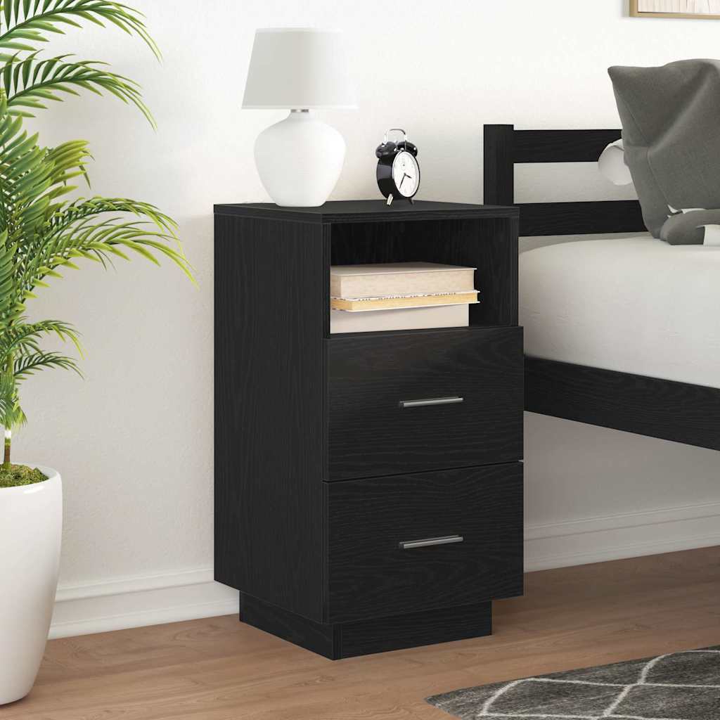vidaXL Bedside Cabinet with 2 Drawers Black 36x36x68 cm 3