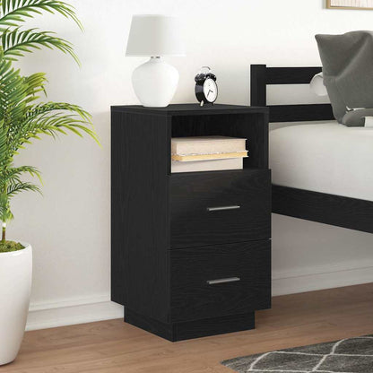 vidaXL Bedside Cabinet with 2 Drawers Black 36x36x68 cm 3