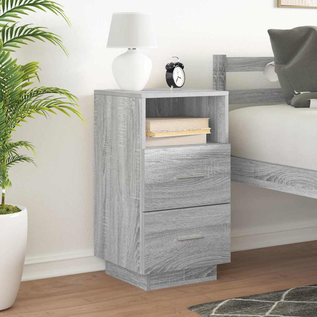 vidaXL Bedside Cabinet with 2 Drawers Grey Sonoma 36x36x68 cm 3