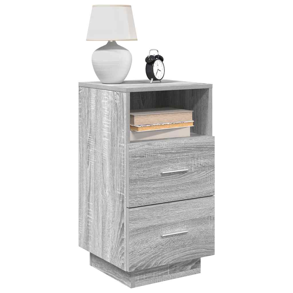 vidaXL Bedside Cabinet with 2 Drawers Grey Sonoma 36x36x68 cm 1