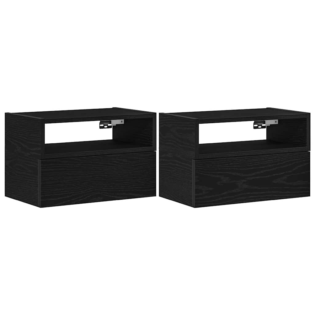 vidaXL Wall-mounted Bedside Cabinets 2 pcs Black 45x26x28.5 cm 2
