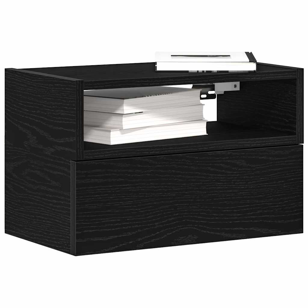 vidaXL Wall-mounted Bedside Cabinets 2 pcs Black 45x26x28.5 cm 1