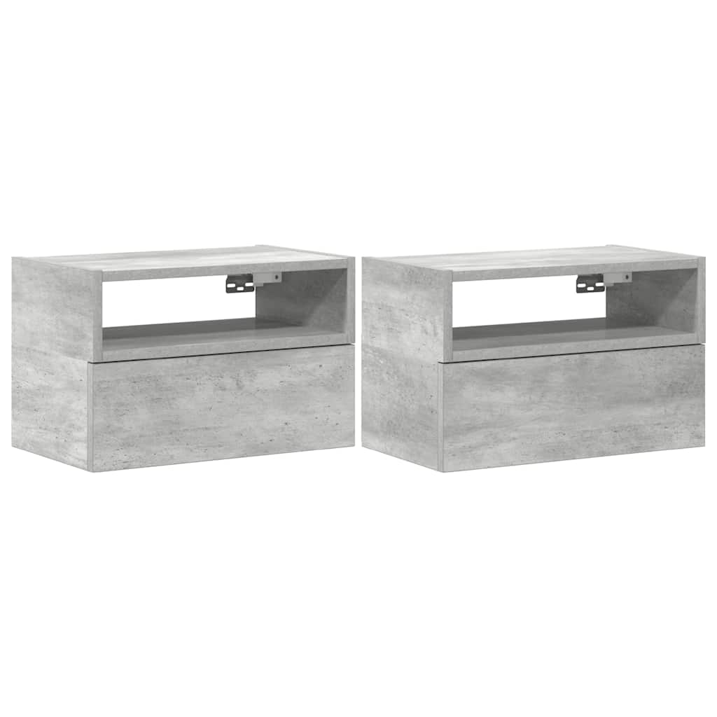 vidaXL Wall-mounted Bedside Cabinets 2 pcs Concrete Grey 45x26x28.5 cm 2