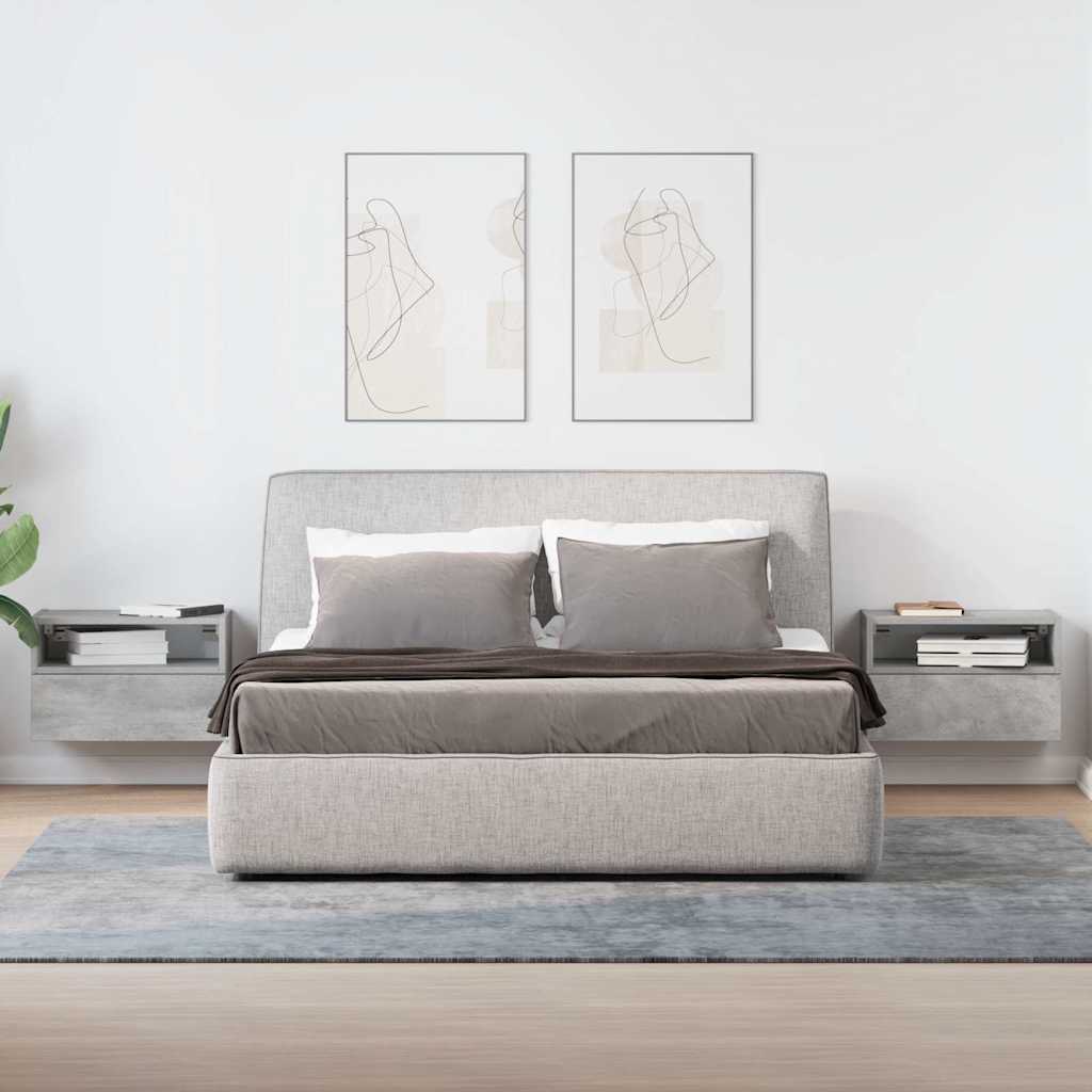 vidaXL Wall-mounted Bedside Cabinets 2 pcs Concrete Grey 45x26x28.5 cm 3