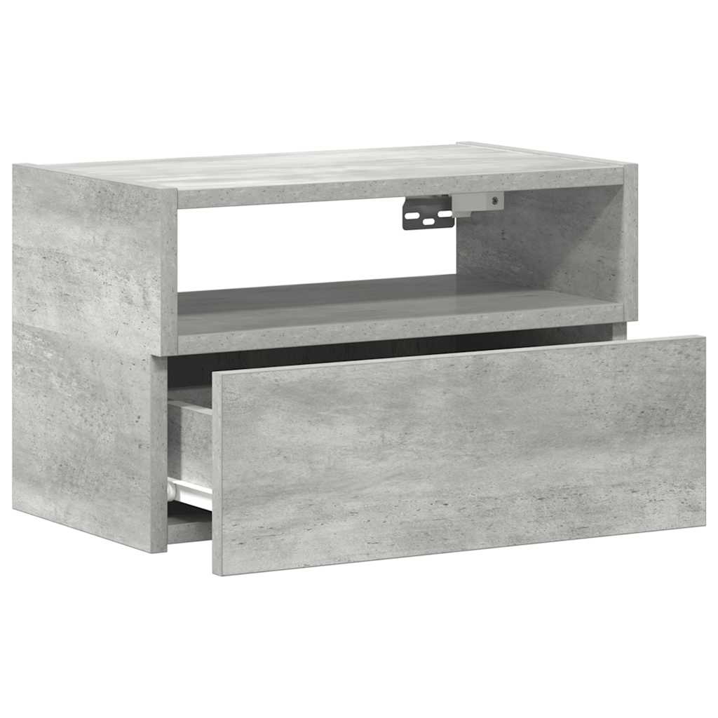 vidaXL Wall-mounted Bedside Cabinets 2 pcs Concrete Grey 45x26x28.5 cm 5