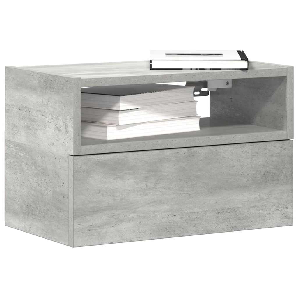 vidaXL Wall-mounted Bedside Cabinets 2 pcs Concrete Grey 45x26x28.5 cm 1