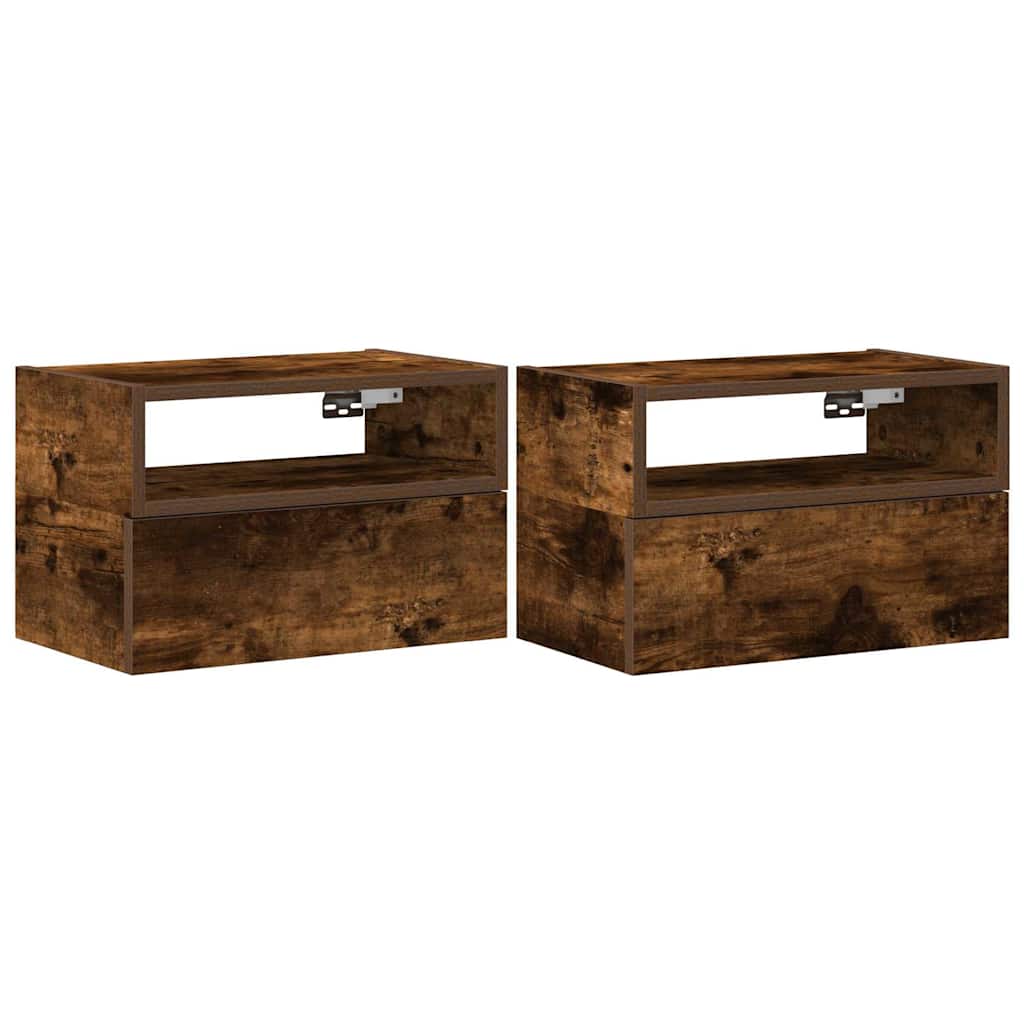 vidaXL Wall-mounted Bedside Cabinets 2 pcs Smoked Oak 45x26x28.5 cm 2