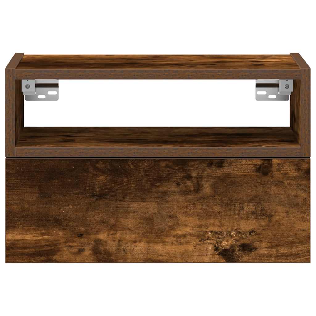 vidaXL Wall-mounted Bedside Cabinets 2 pcs Smoked Oak 45x26x28.5 cm 4