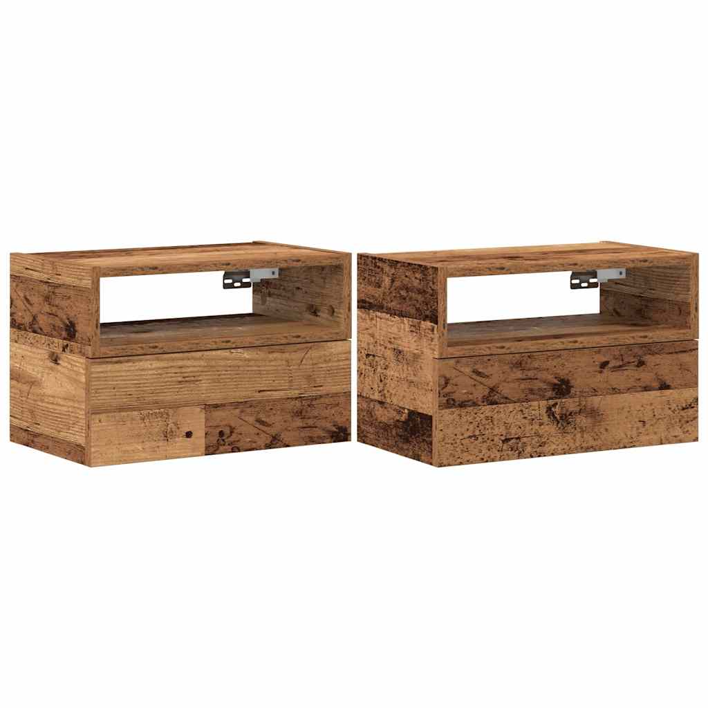 vidaXL Wall-mounted Bedside Cabinets 2 pcs Old Wood 45x26x28.5 cm 2