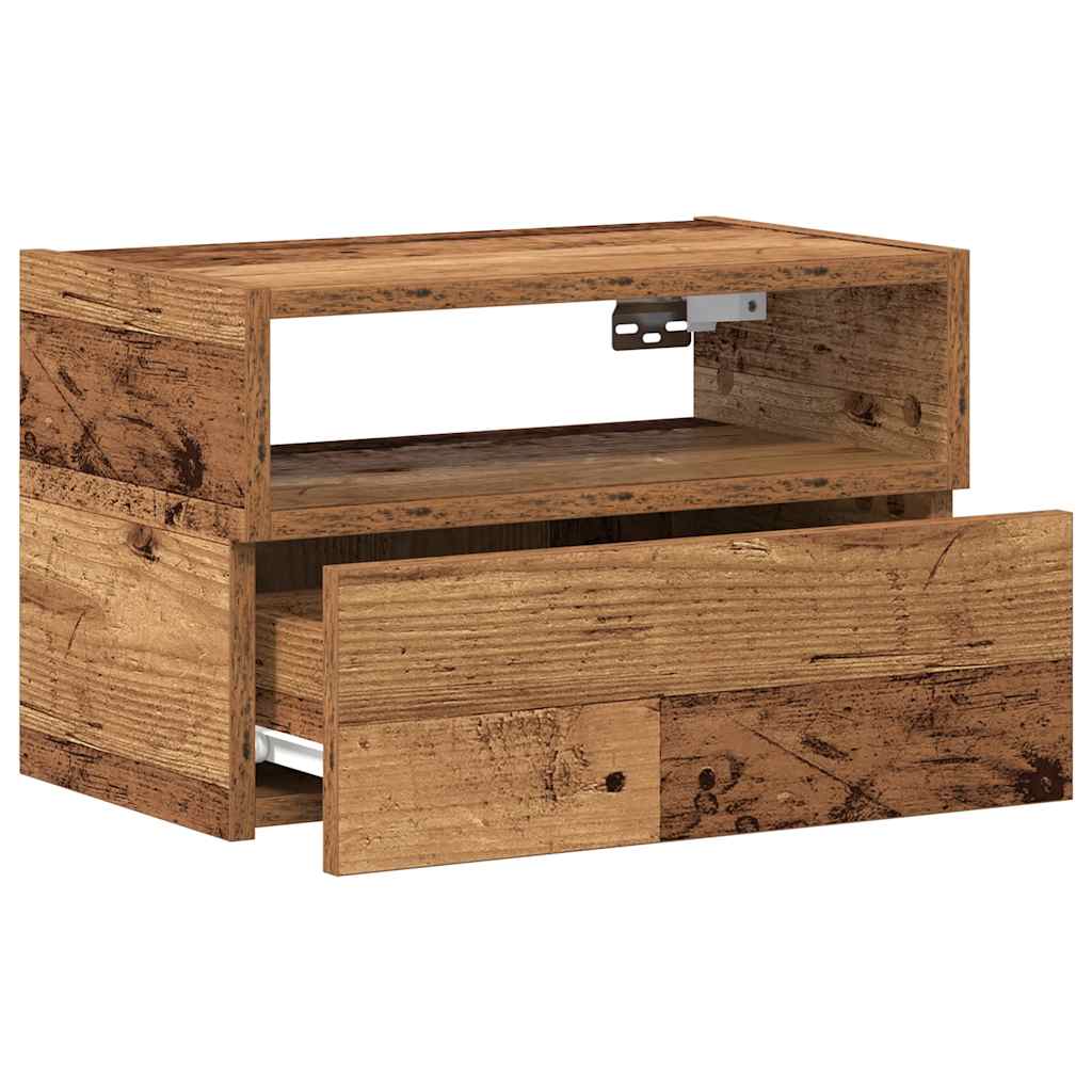 vidaXL Wall-mounted Bedside Cabinets 2 pcs Old Wood 45x26x28.5 cm 5