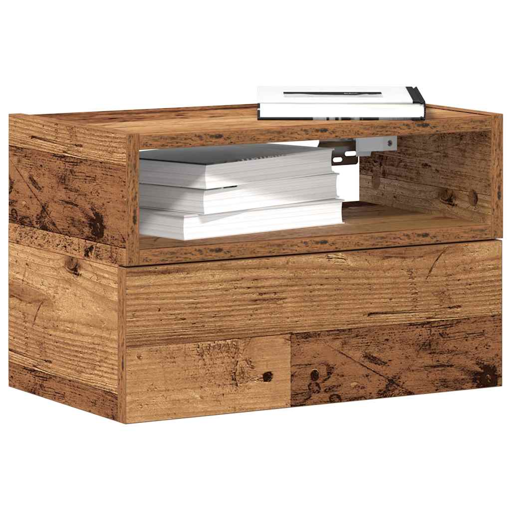 vidaXL Wall-mounted Bedside Cabinets 2 pcs Old Wood 45x26x28.5 cm 1