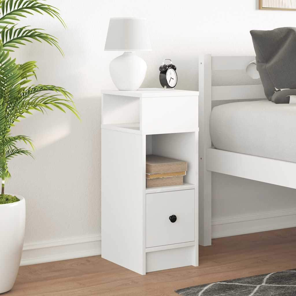 vidaXL Bedside Cabinet with Drawer White 25x31x66 cm 3