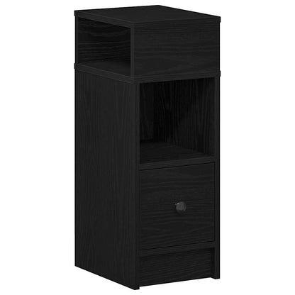 vidaXL Bedside Cabinet with Drawer Black 25x31x66 cm 2