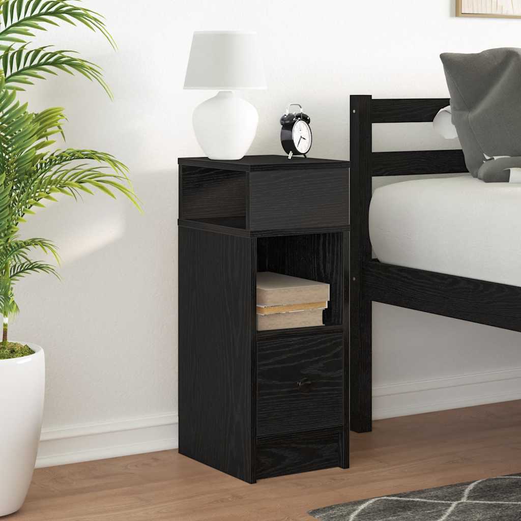 vidaXL Bedside Cabinet with Drawer Black 25x31x66 cm 3
