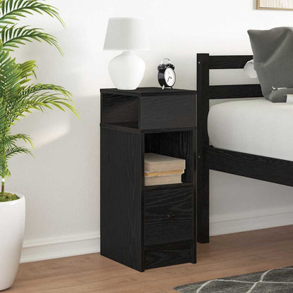 vidaXL Bedside Cabinet with Drawer Black 25x31x66 cm 3