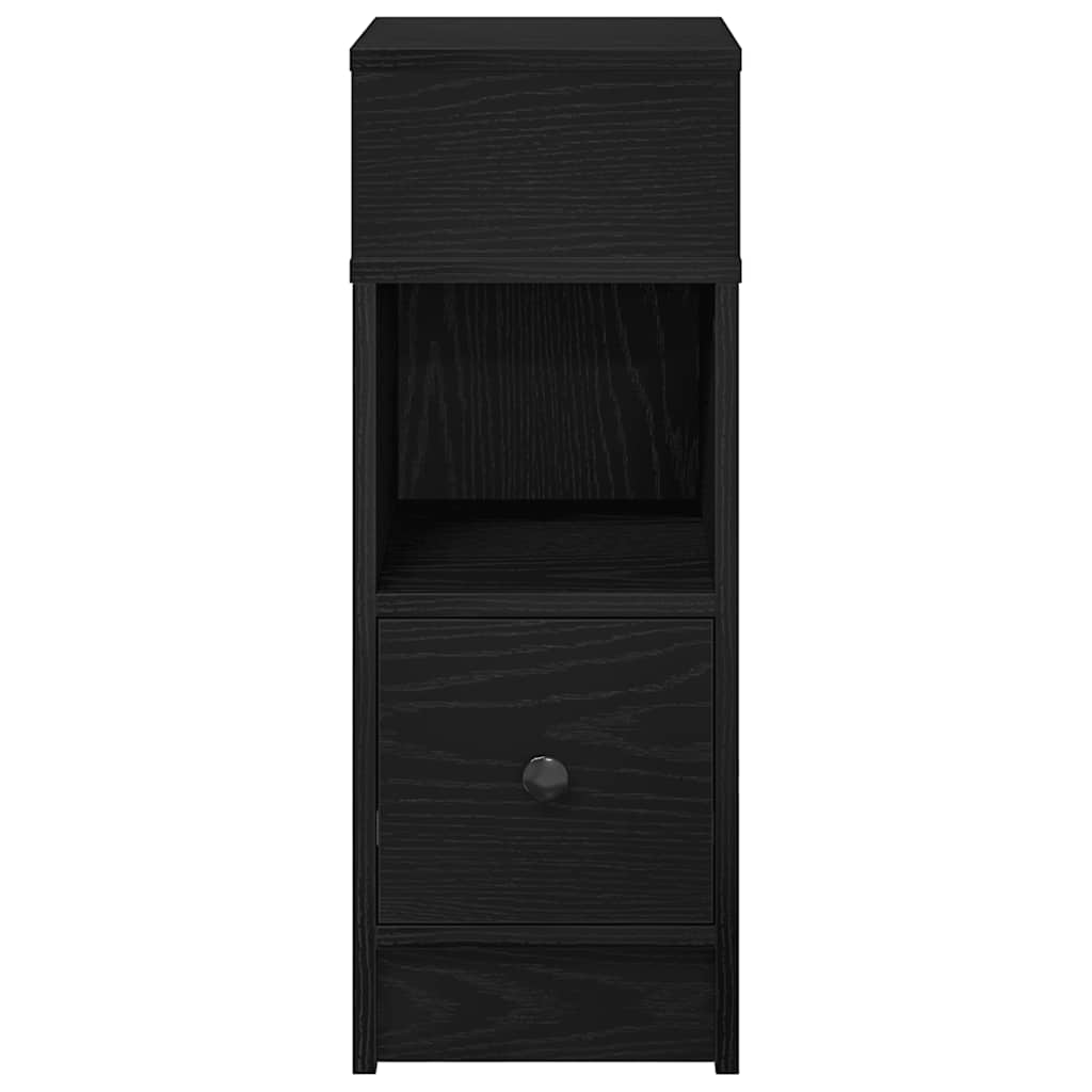 vidaXL Bedside Cabinet with Drawer Black 25x31x66 cm 4