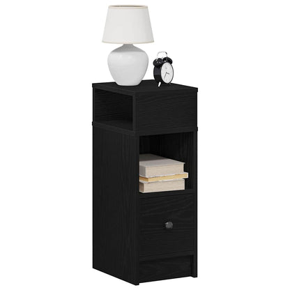 vidaXL Bedside Cabinet with Drawer Black 25x31x66 cm 1