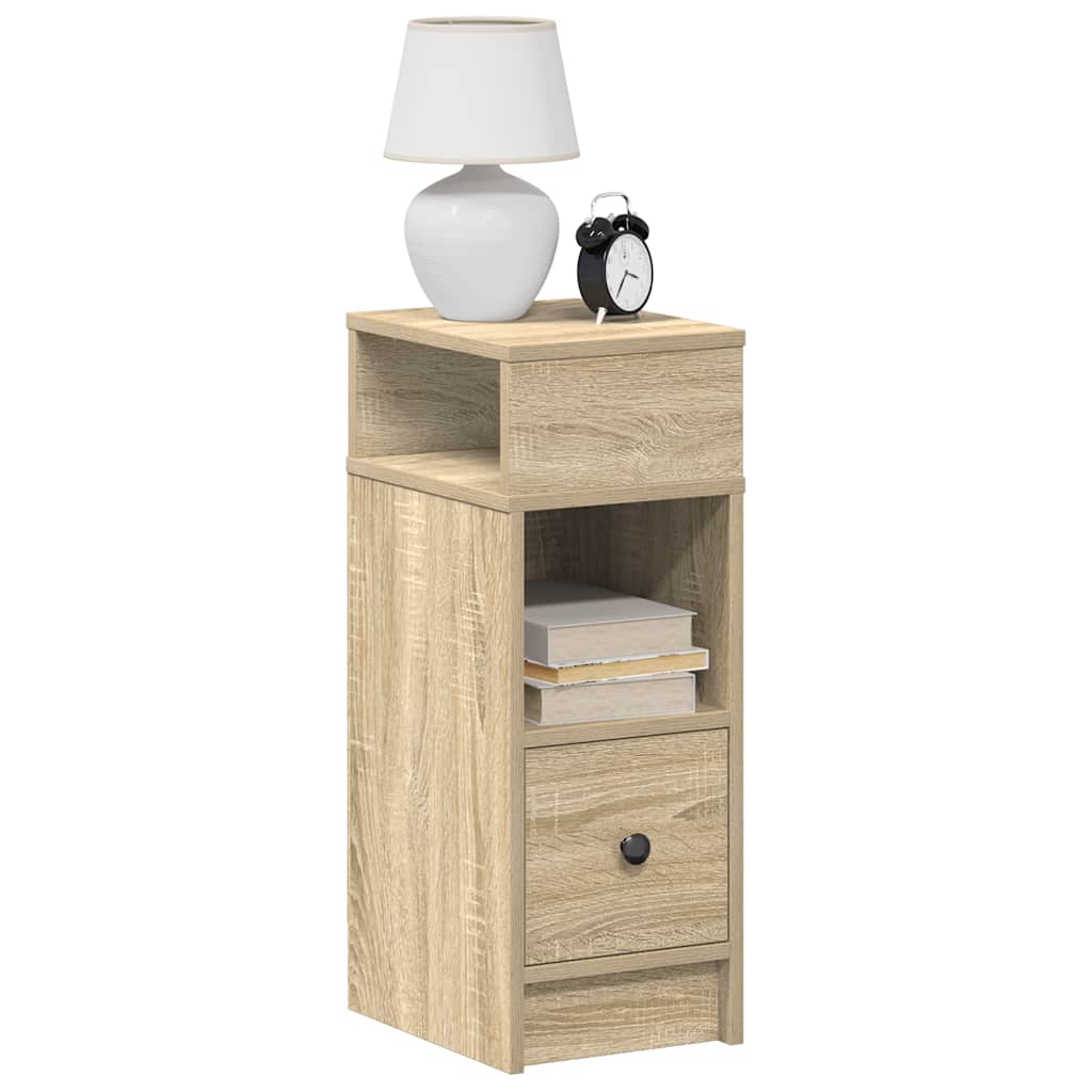 vidaXL Bedside Cabinet with Drawer Sonoma Oak 25x31x66 cm 1