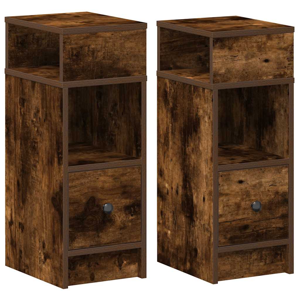 Bedside Cabinet with Drawer 25x31x66 cm Smoked oak 2