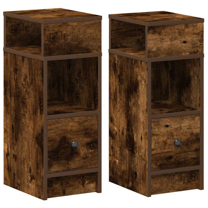 Bedside Cabinet with Drawer 25x31x66 cm Smoked oak 2
