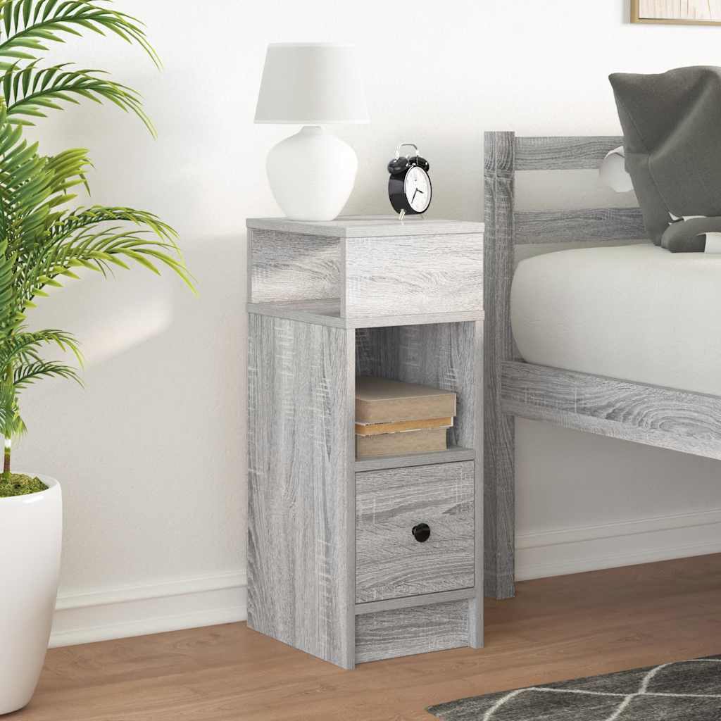 vidaXL Bedside Cabinet with Drawer Grey Sonoma 25x31x66 cm 3
